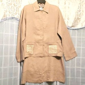 ON THE ROCKS 100% LINEN SKIRT SUIT SZ M